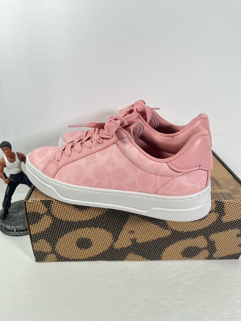 New Coach High Line Sneaker Woman's Signature Canvas Cbt39 Pink Multi Size 6